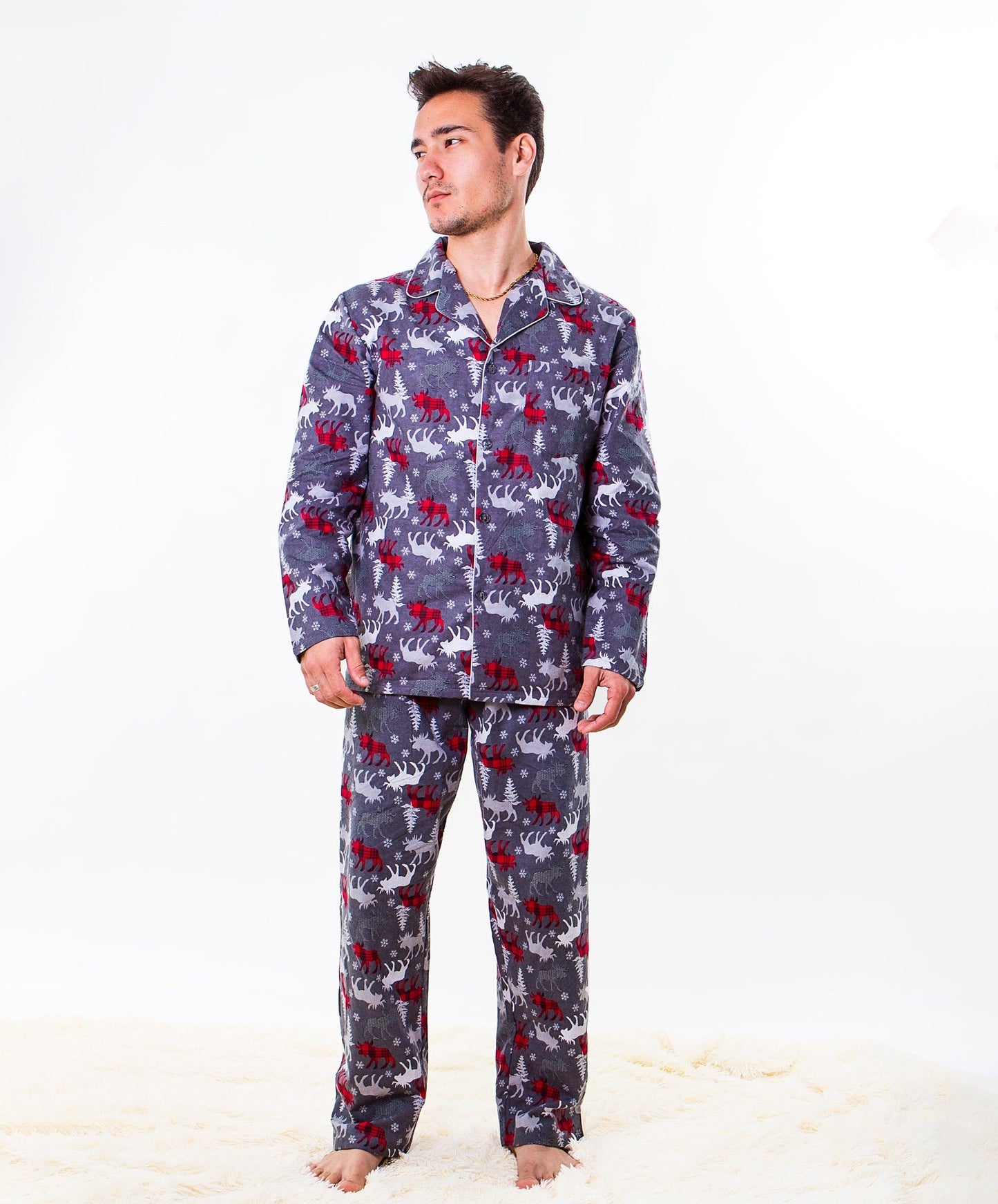 Moose Print Menโs Pajama Set - Menโs Pajamas