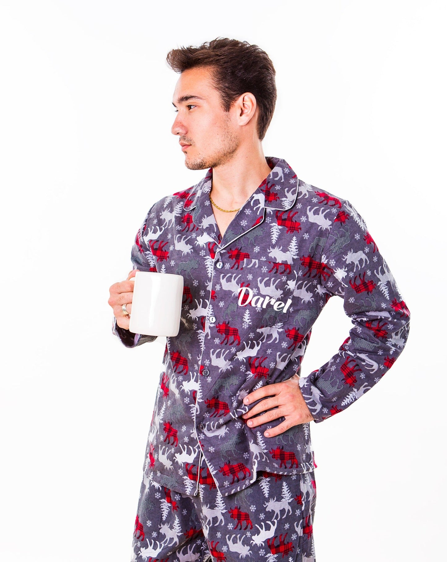 Moose Print Menโs Pajama Set - Menโs Pajamas