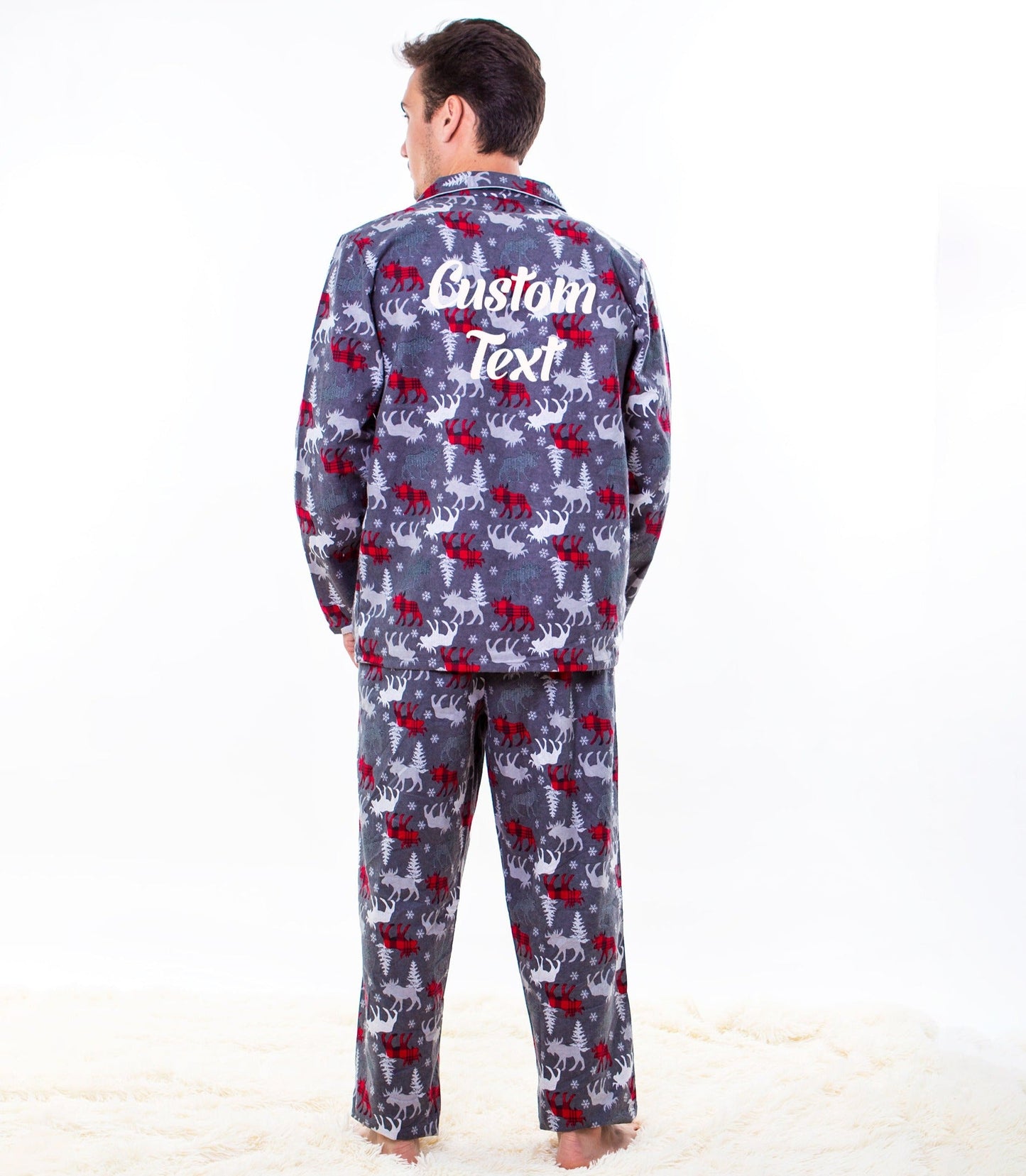 Moose Print Menโs Pajama Set - Menโs Pajamas