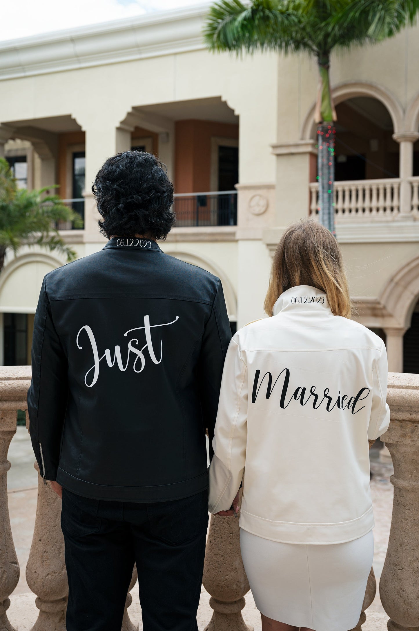 Mr and Mrs Custom Faux Leather Wedding Jackets - hello honey