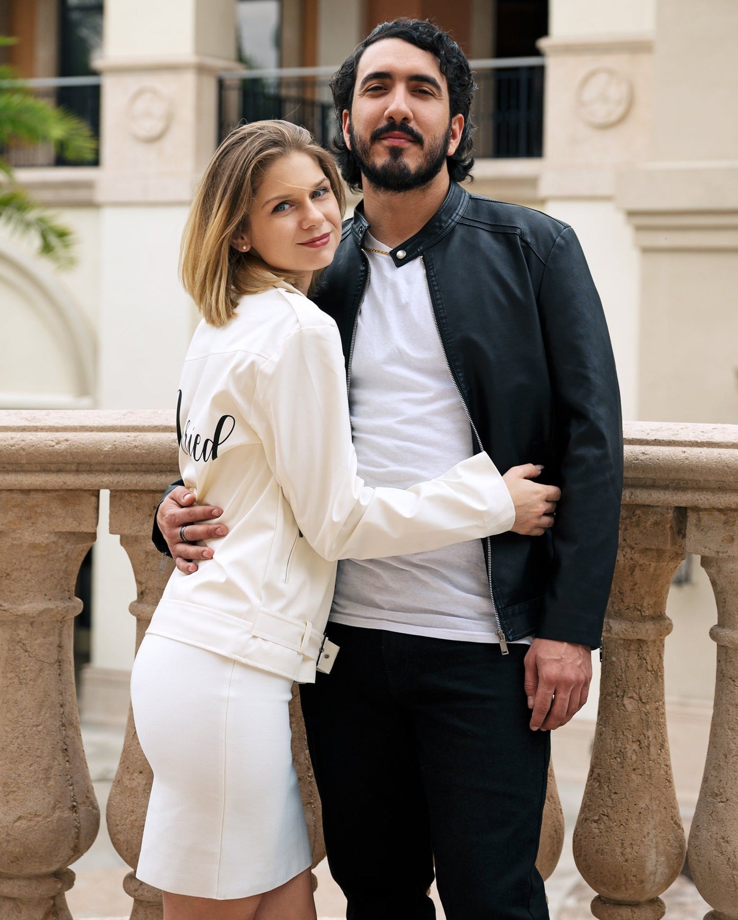 Mr and Mrs Custom Faux Leather Wedding Jackets - hello honey