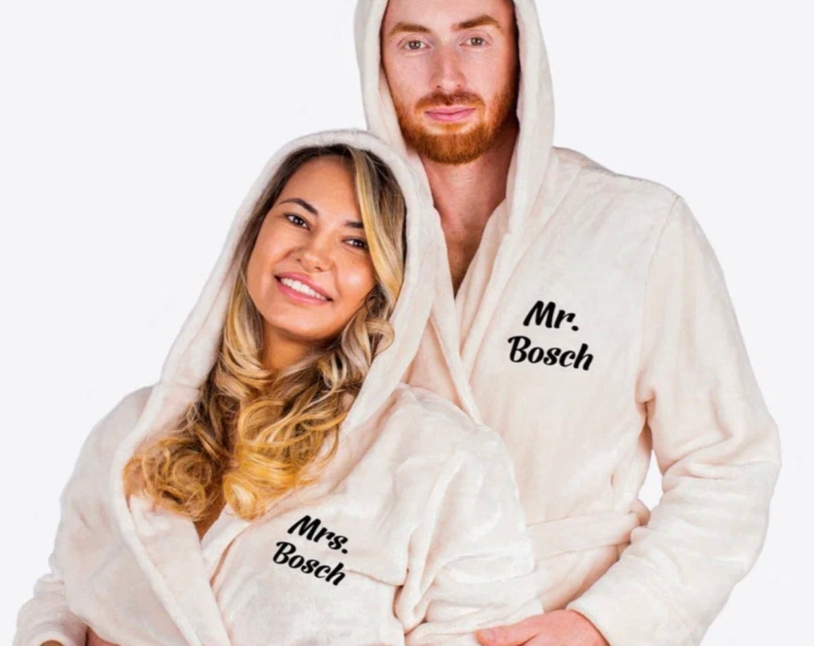 Mr and Mrs Custom Hooded Long Bathrobes - custom bathrobes