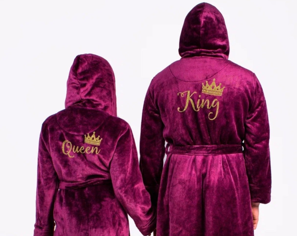 Mr and Mrs Custom Hooded Long Bathrobes - custom bathrobes
