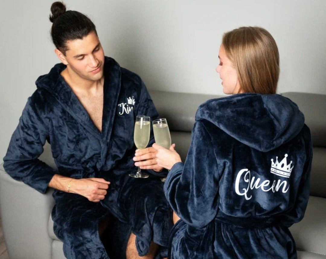 Mr and Mrs Custom Hooded Long Bathrobes - custom bathrobes
