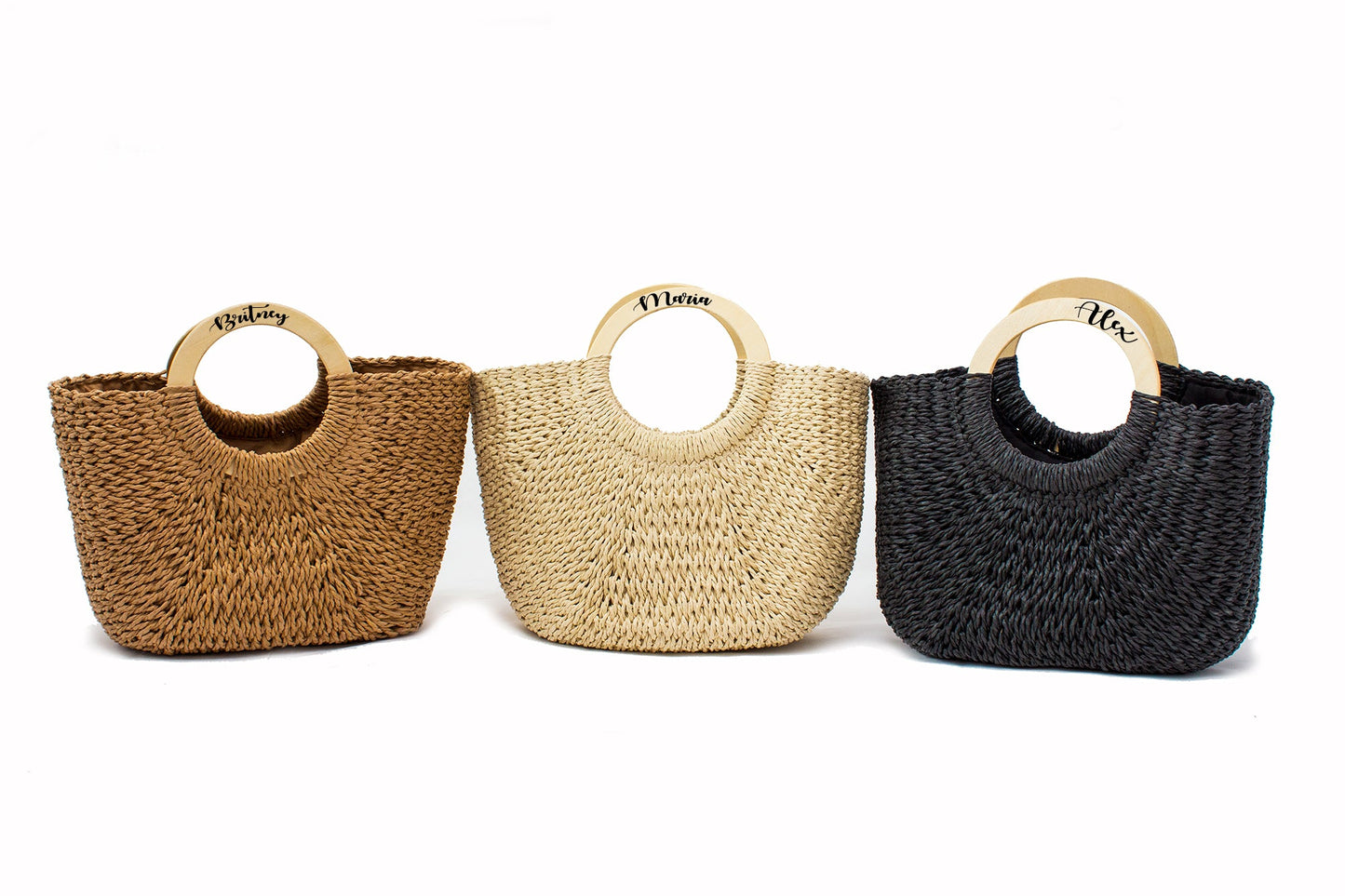 Personalized Beach Bag with Wooden Handle style7 - Beach Bag