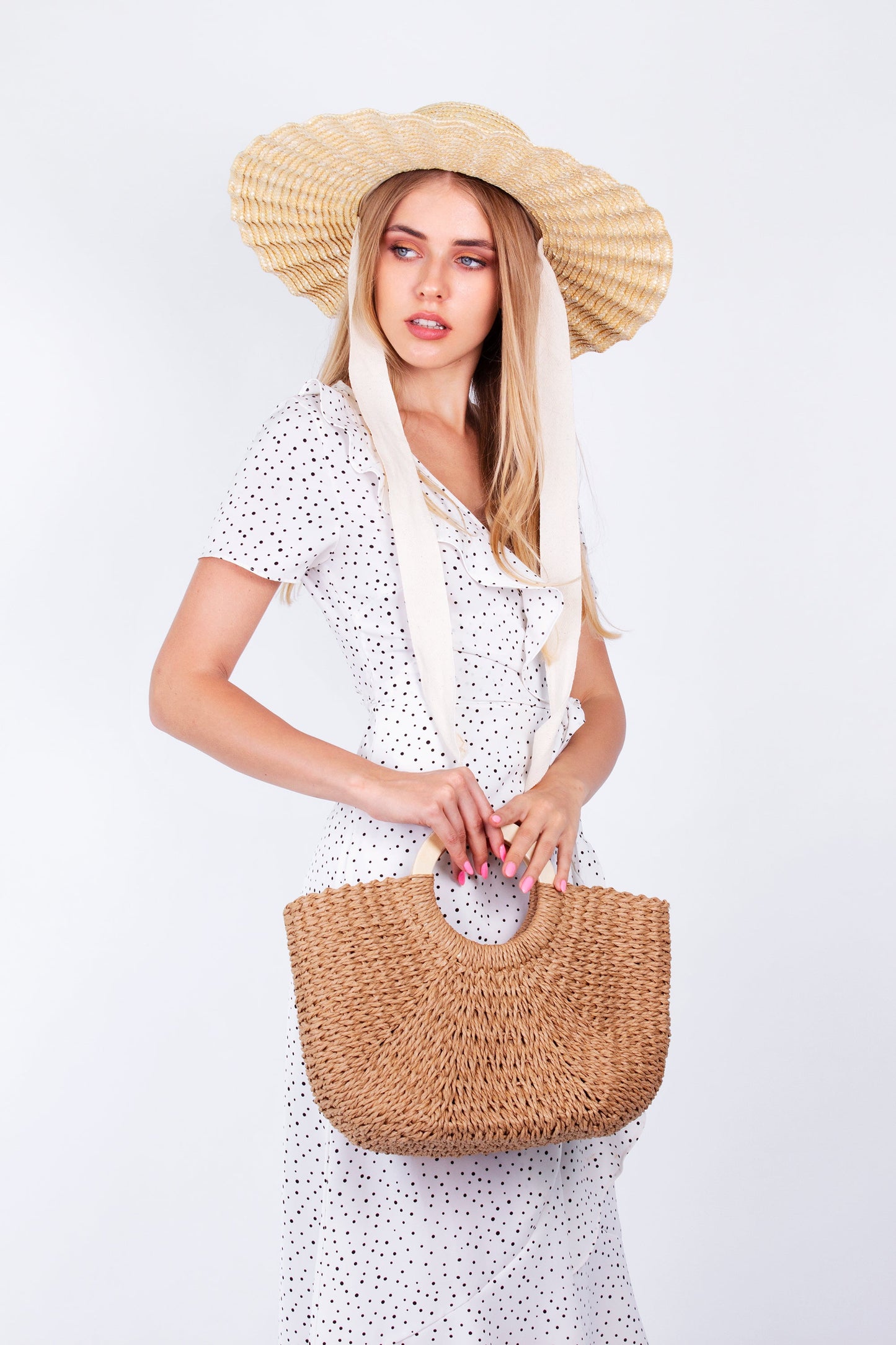 Personalized Beach Bag with Wooden Handle style7 - Beach Bag