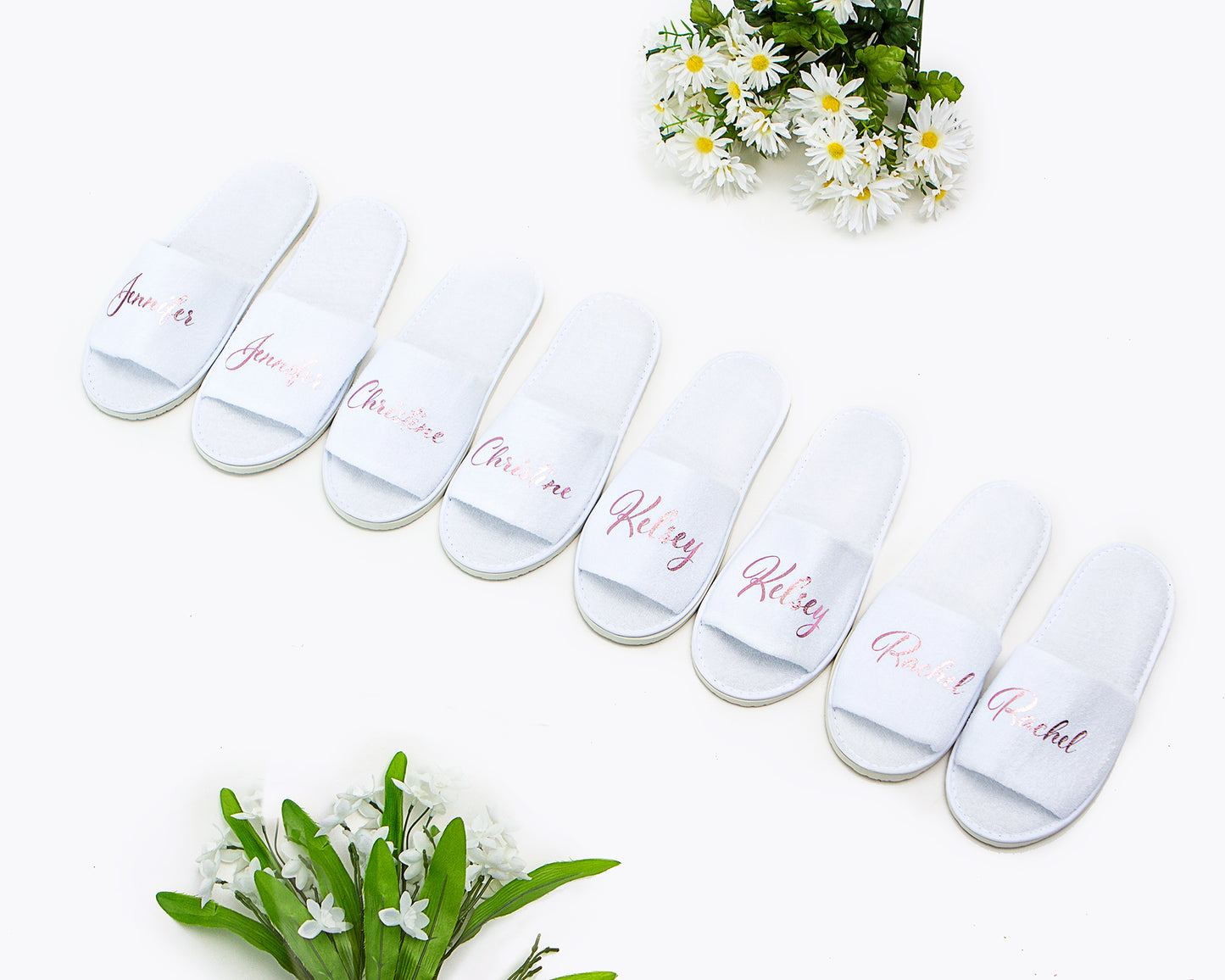 Bridesmaids Custom Open Toe Slippers Style1