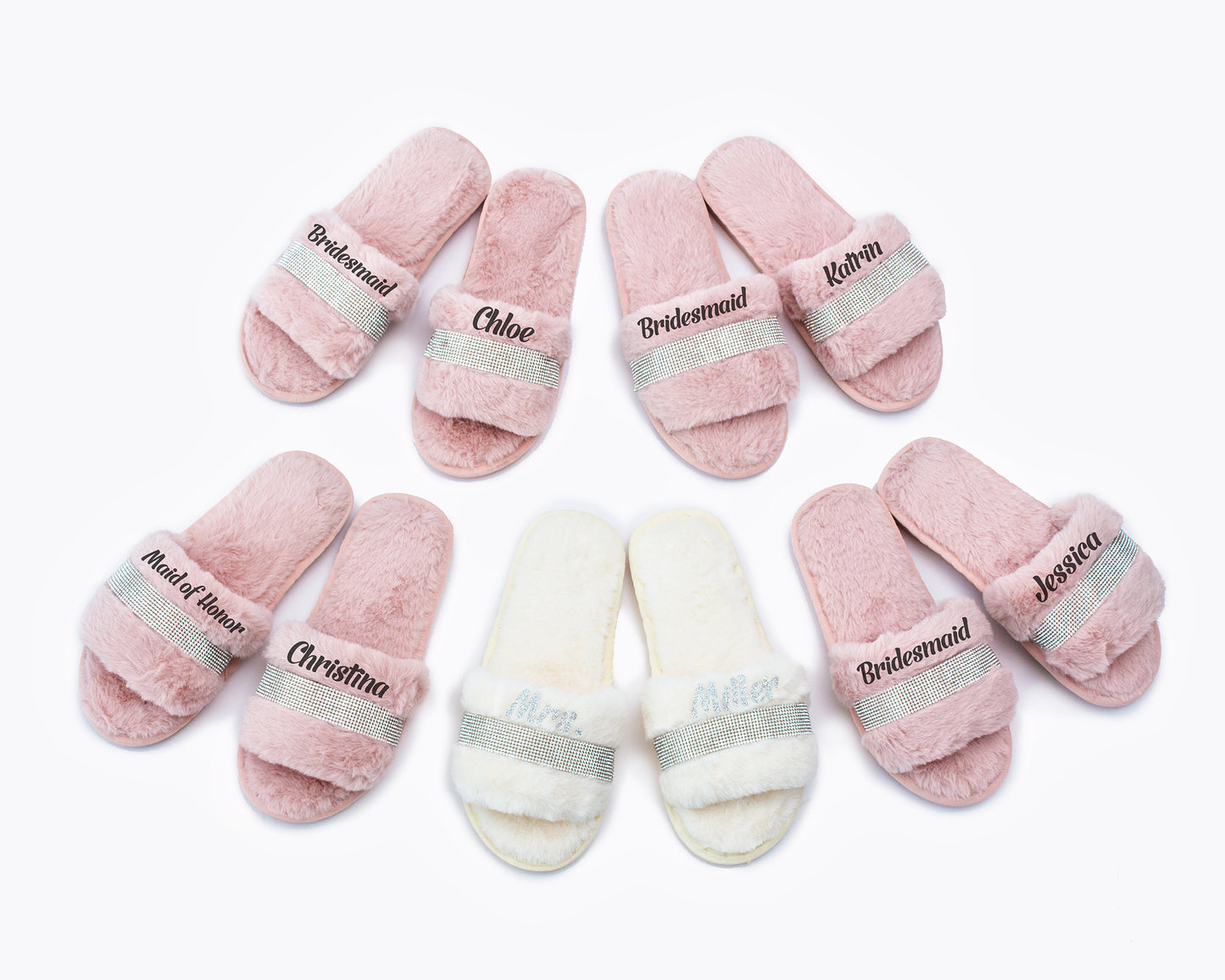 Custom Rhinestone Fluffy Slippers