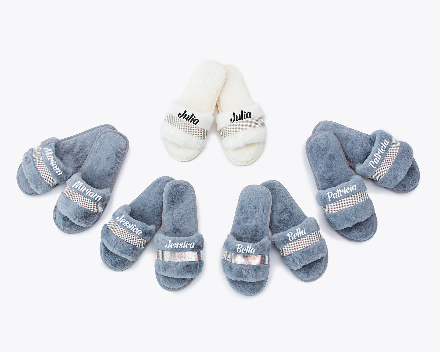 Custom Rhinestone Fluffy Slippers