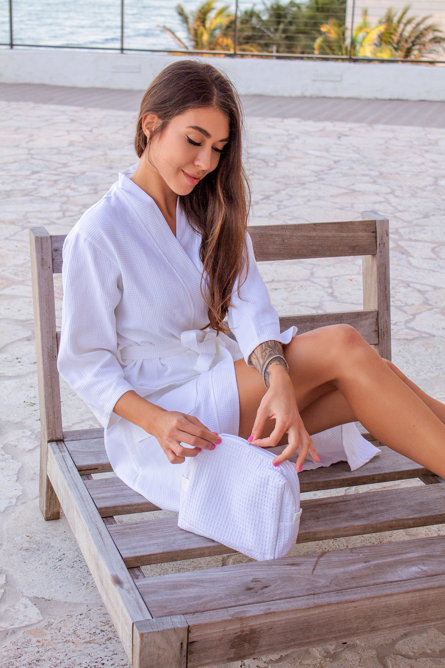 Customized Long Waffle Cotton Robe