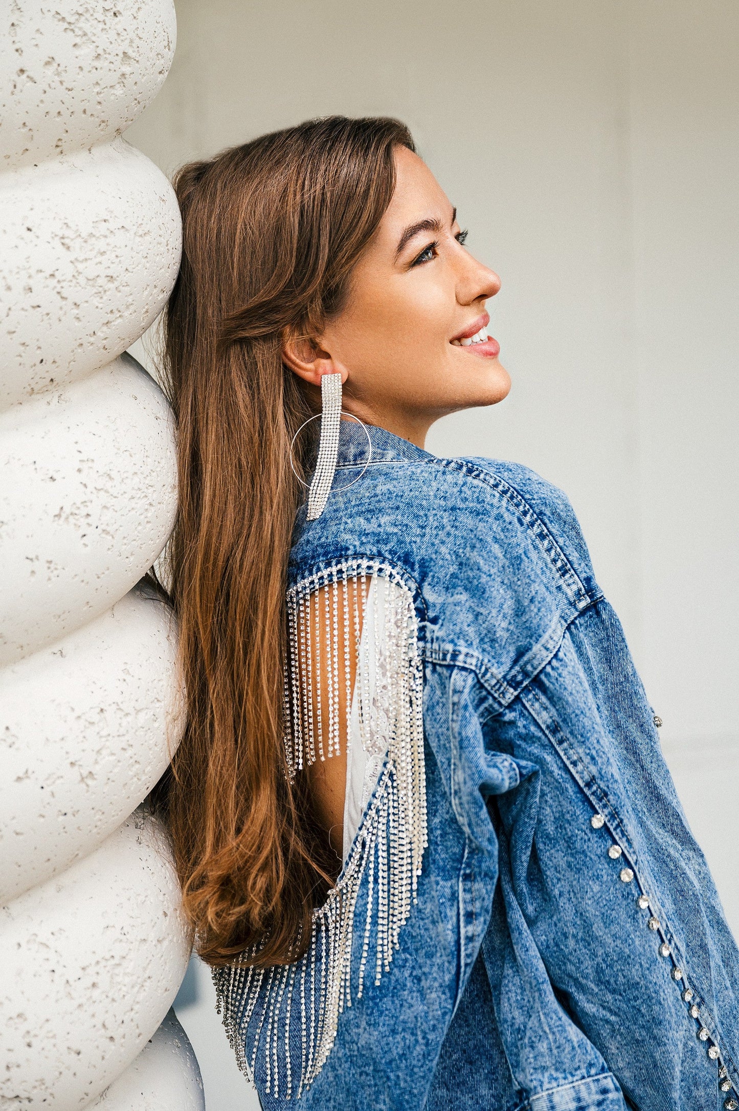 Wedding Denim Jacket with Rhinestone Heart - Custom jackets