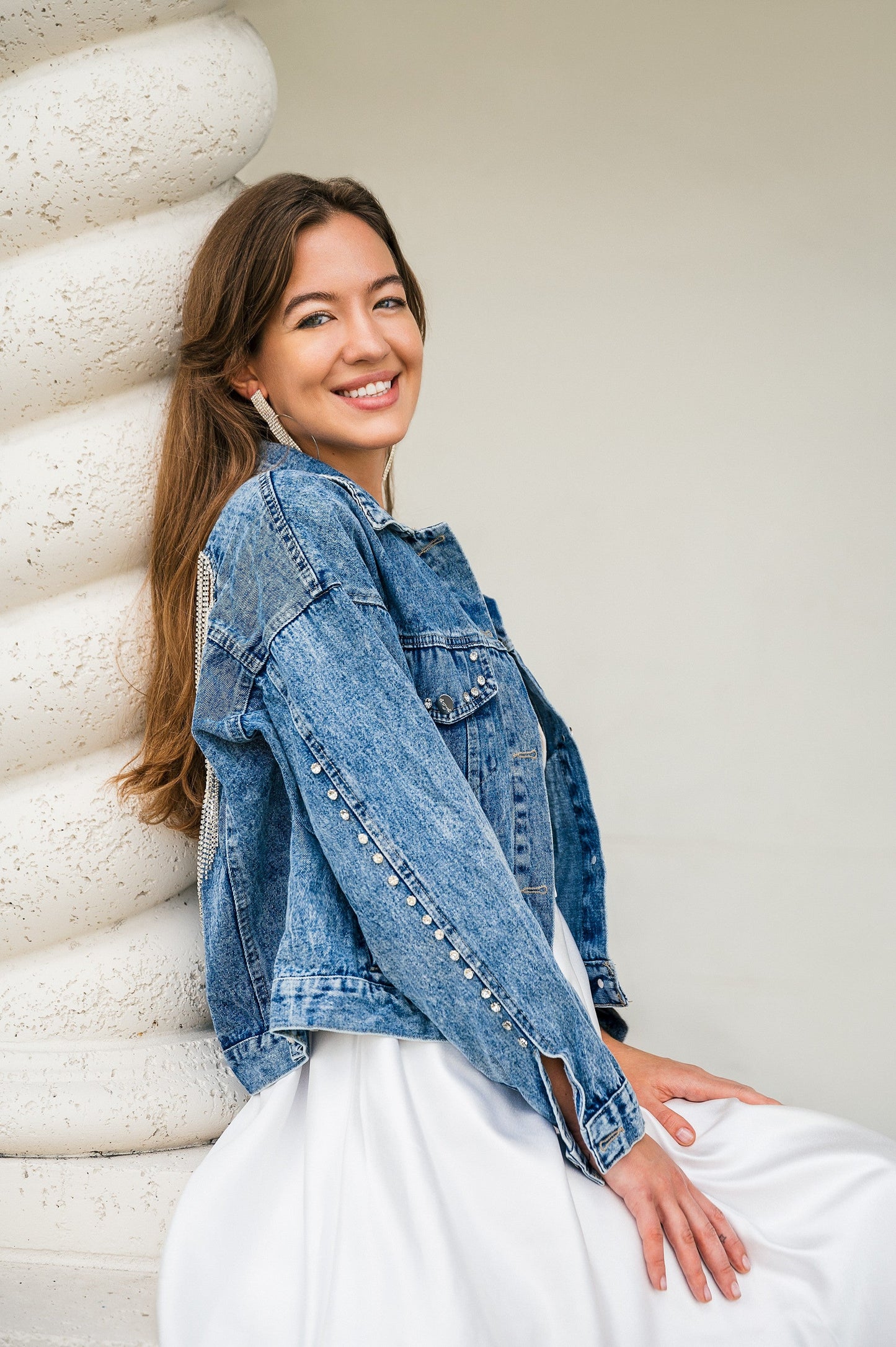 Wedding Denim Jacket with Rhinestone Heart - Custom jackets