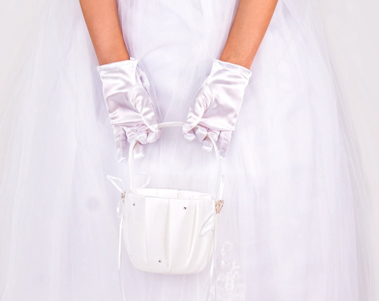 Wedding Flower Girl Short Gloves with Bow