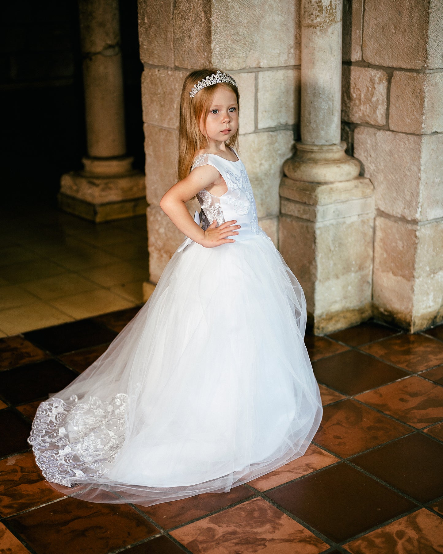 Flower Girls Lace Dresses A Line With Buttons