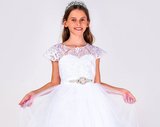 Flower Girls Lace Dress Appliques Belt