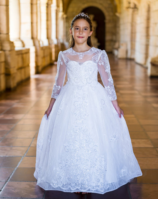 Elegant Flower Girls Dresses Long Sleeves Lace Appliques