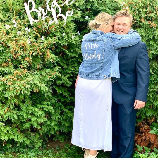 Mrs Custom Denim Jacket with Pearls - Custom jackets