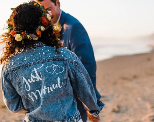 Mrs Custom Denim Jacket with Pearls - Custom jackets