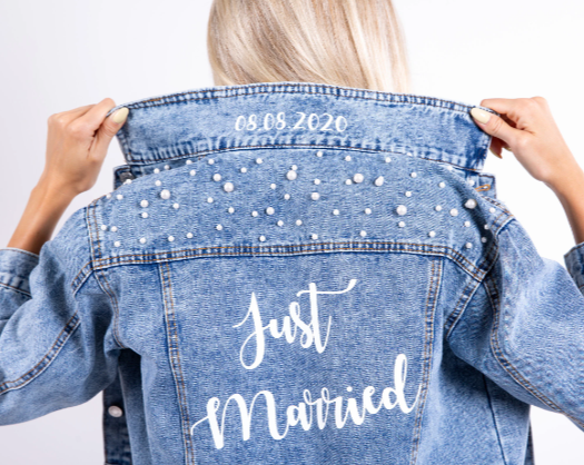 Mrs Custom Denim Jacket with Pearls - Custom jackets