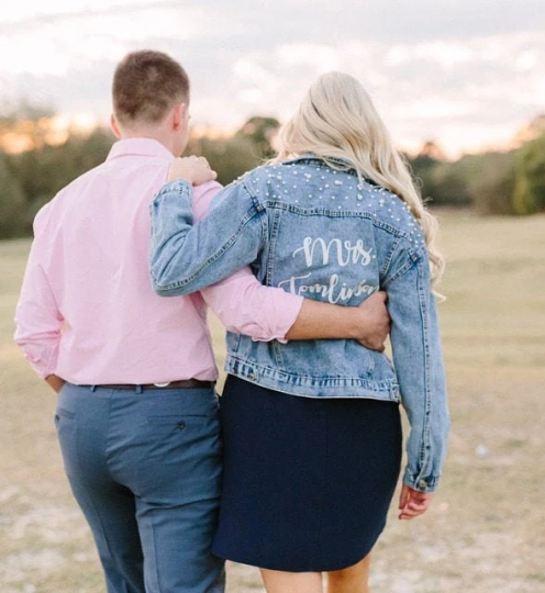 Mrs Custom Denim Jacket with Pearls - Custom jackets
