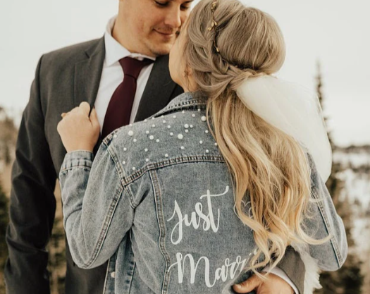 Mrs Custom Denim Jacket with Pearls - Custom jackets