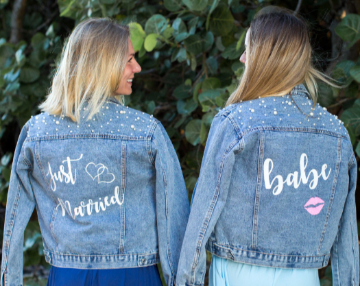 Mrs Custom Denim Jacket with Pearls - Custom jackets