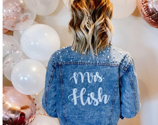 Mrs Custom Denim Jacket with Pearls - Custom jackets
