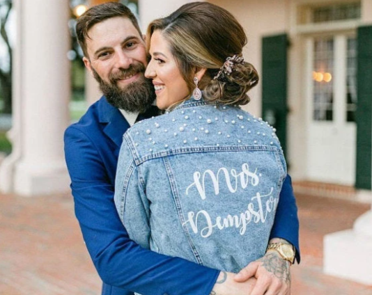 Mrs Custom Denim Jacket with Pearls - Custom jackets