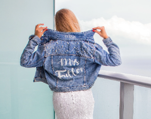 Mrs Custom Denim Jacket with Pearls - Custom jackets
