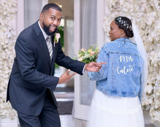 Mrs Custom Denim Jacket with Pearls - Custom jackets