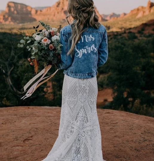 Mrs Custom Denim Jacket with Pearls - Custom jackets