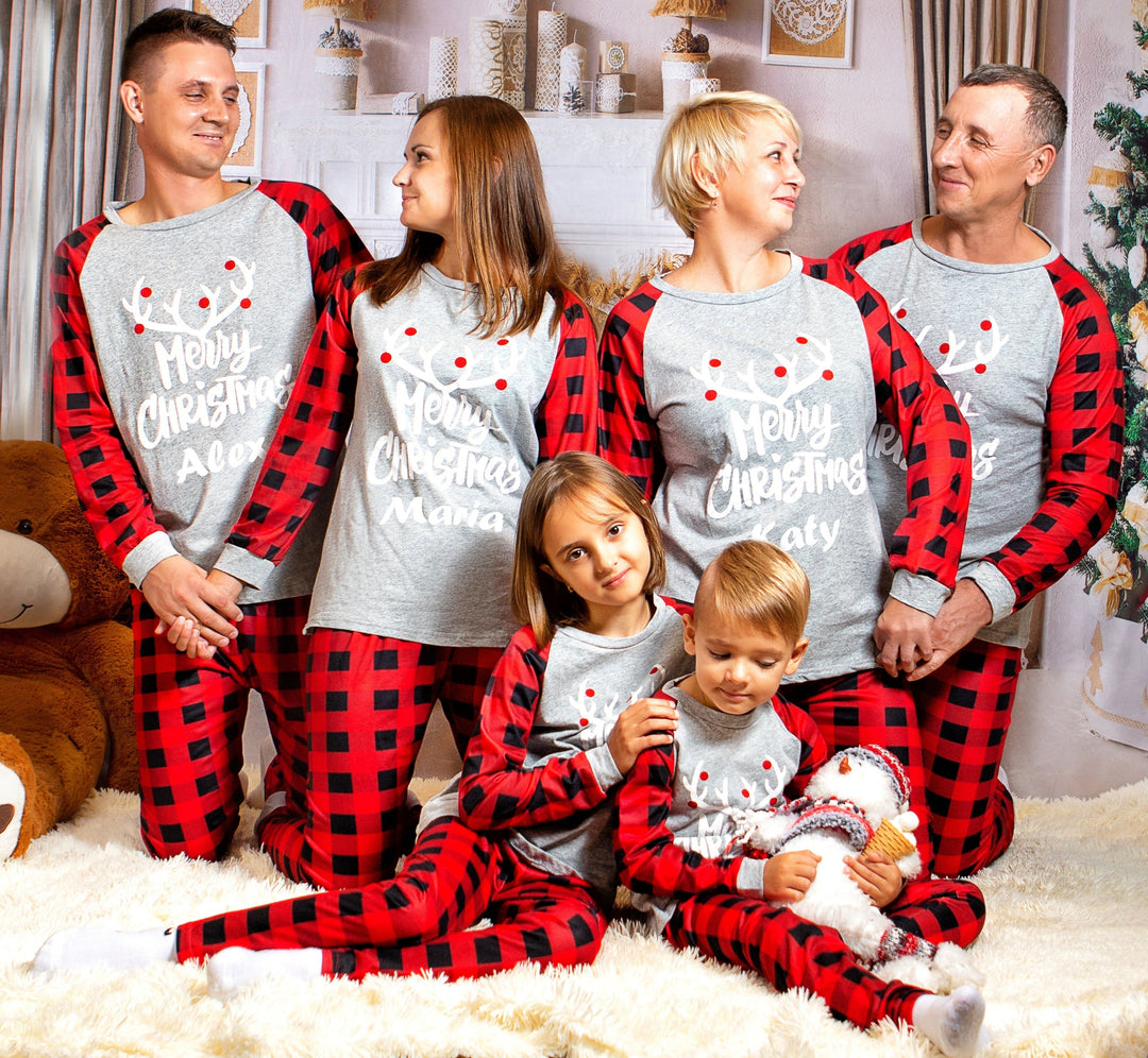 Xmas Eve Family Matching Plaid Pajama Sets - Pajamas for