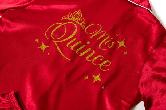 Miss Quince Custom Satin Pajama – Personalized Quinceañera Getting Ready Outfit