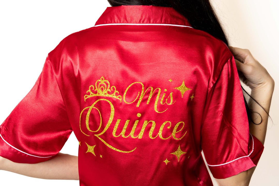 Miss Quince Custom Satin Pajama – Personalized Quinceañera Getting Ready Outfit