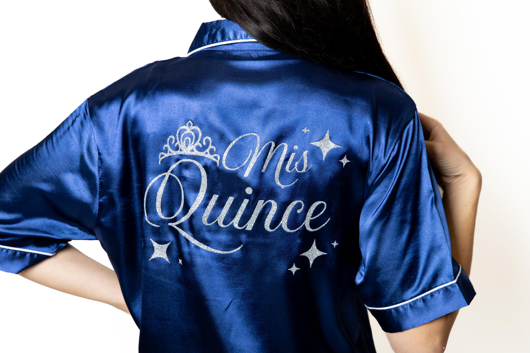 Miss Quince Custom Satin Pajama – Personalized Quinceañera Getting Ready Outfit