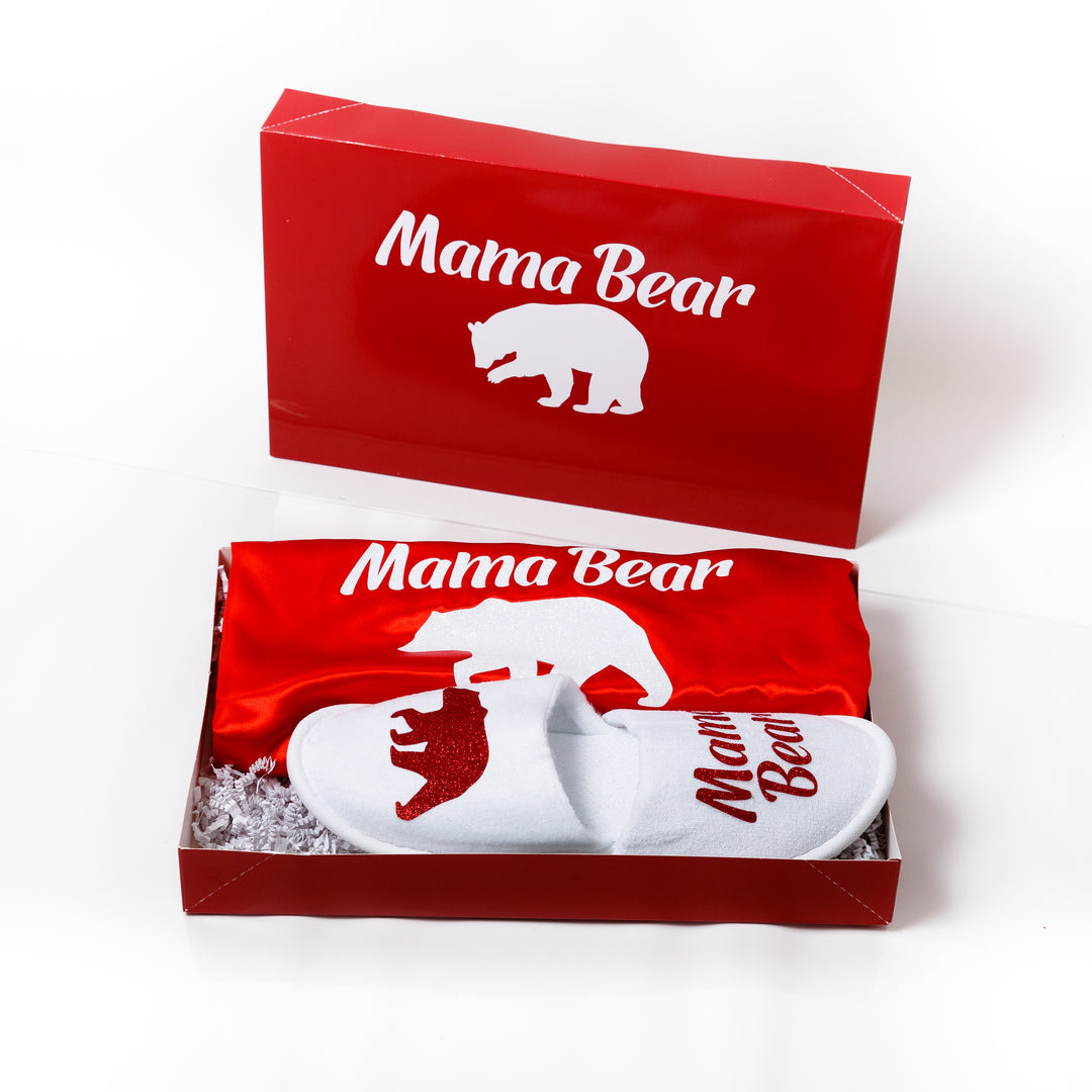 Mama Bear Custom Gift Set - Satin Robe + Slippers