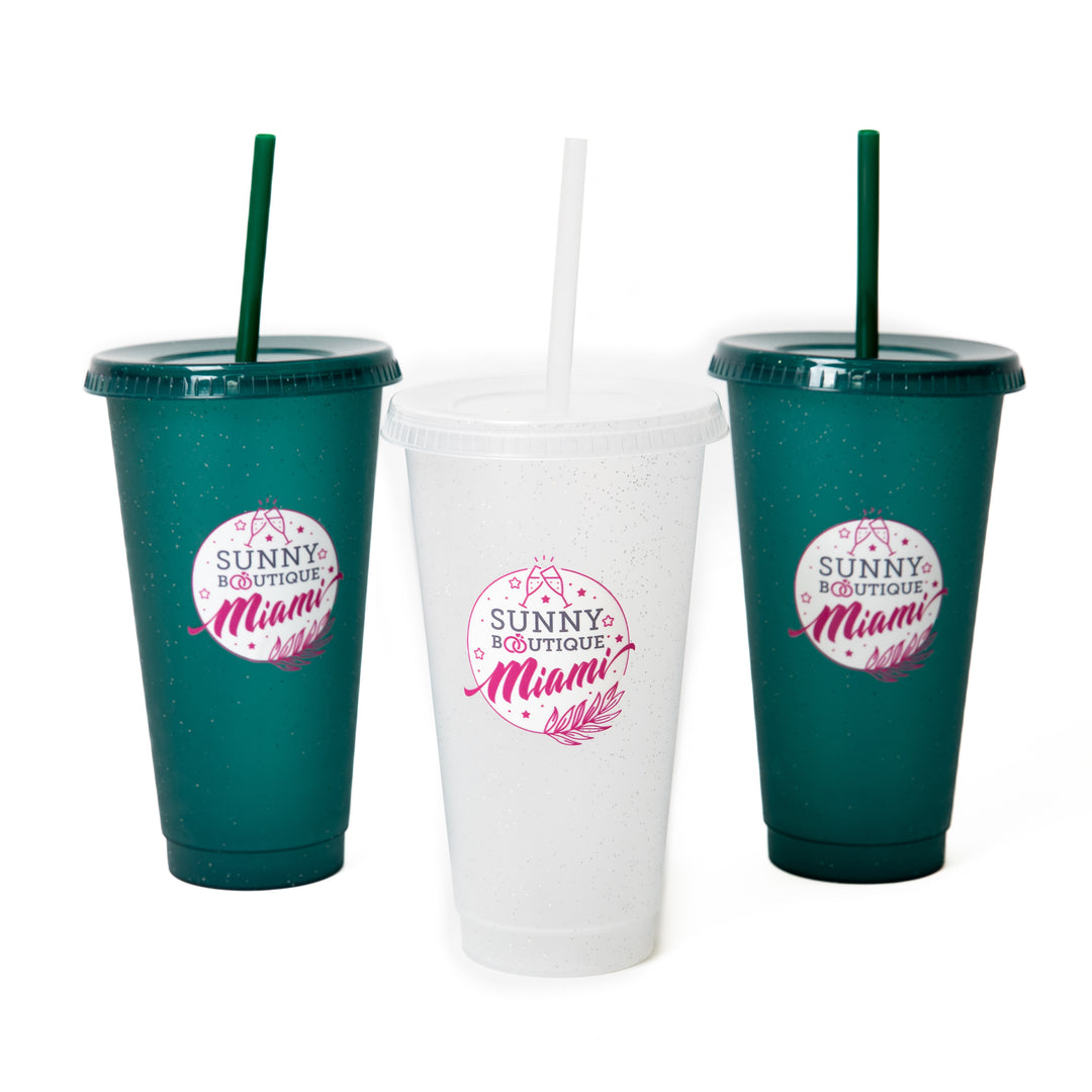 Custom Logo Plastic Tumblers with Straw