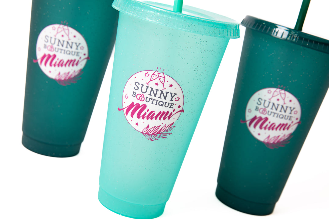 Custom Logo Plastic Tumblers with Straw