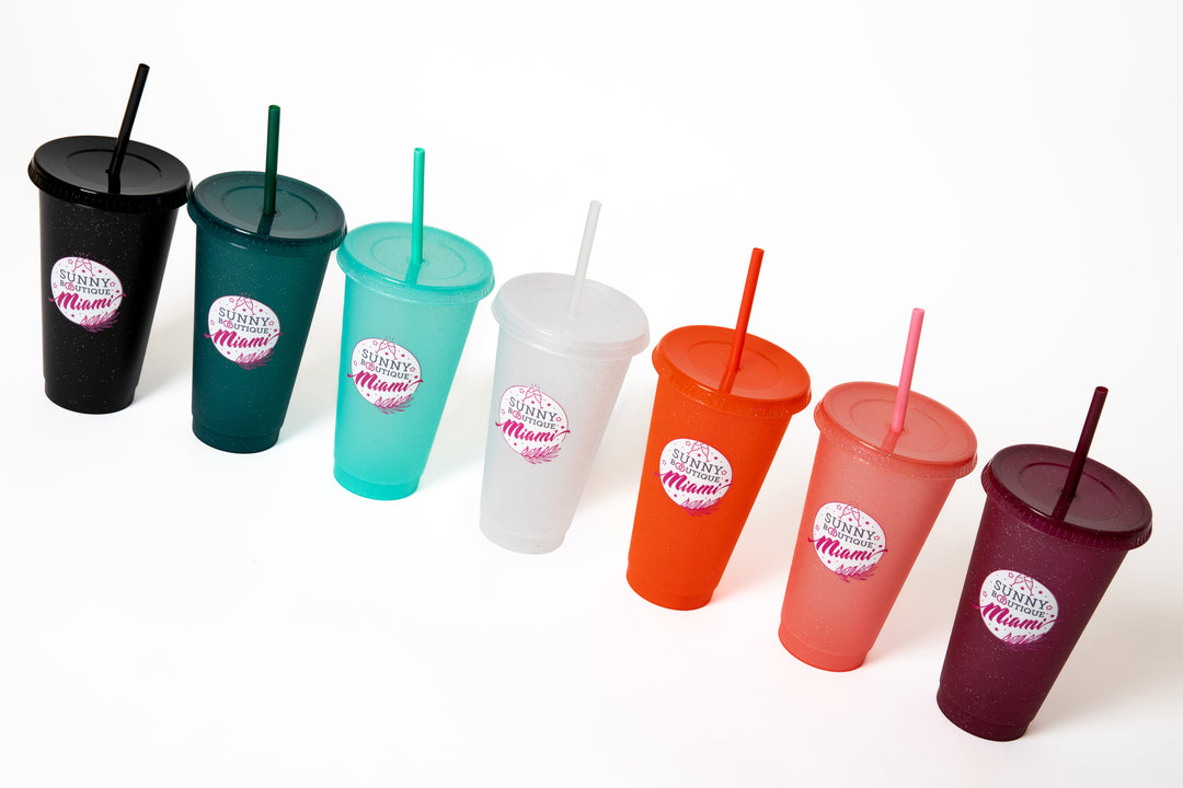Custom Logo Plastic Tumblers with Straw