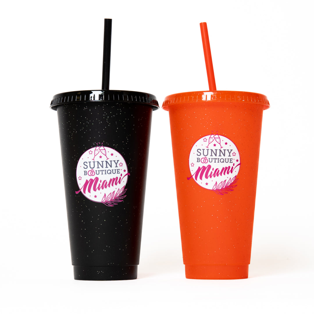 Custom Logo Plastic Tumblers with Straw