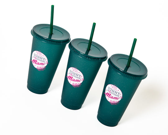 Custom Logo Plastic Tumblers with Straw
