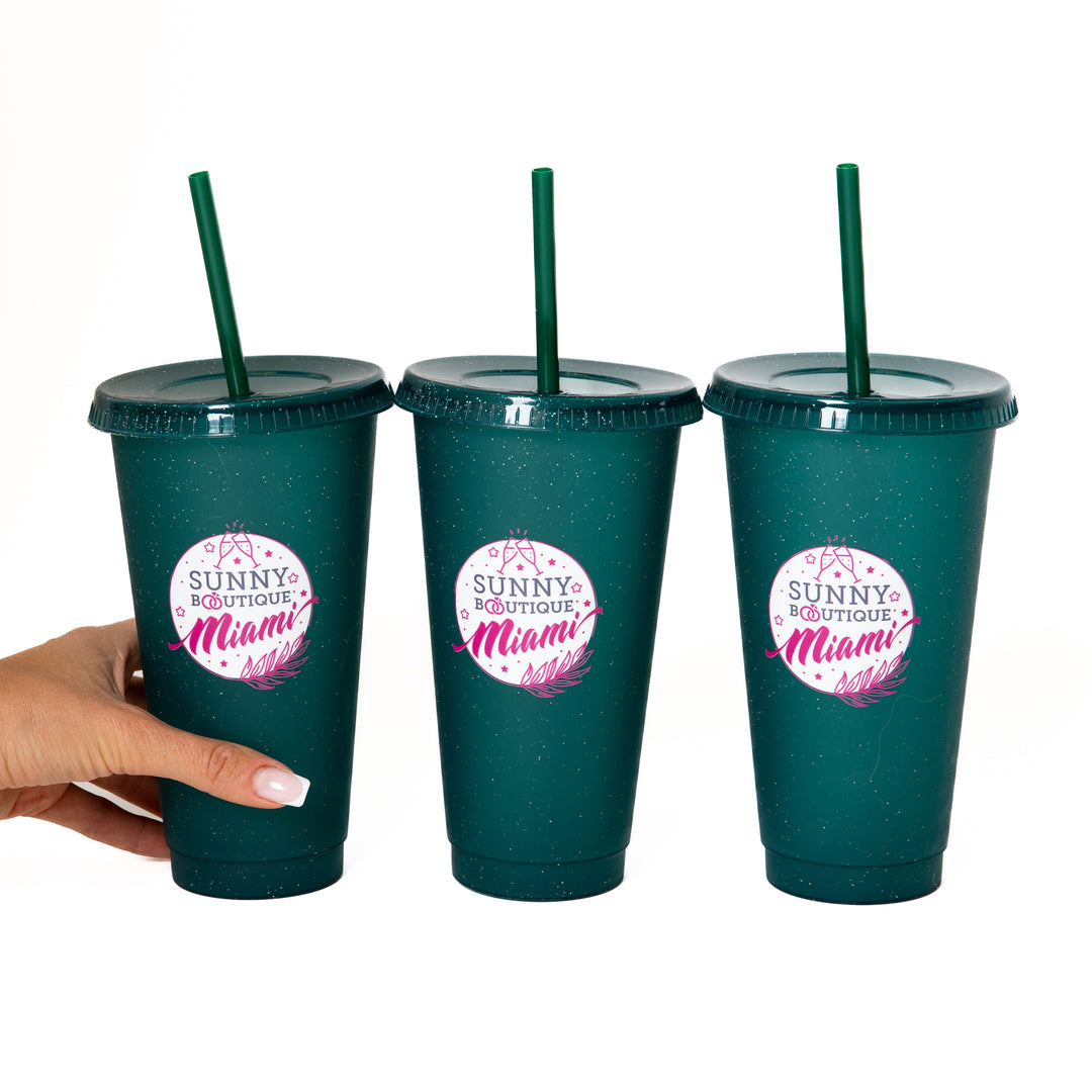 Custom Logo Plastic Tumblers with Straw