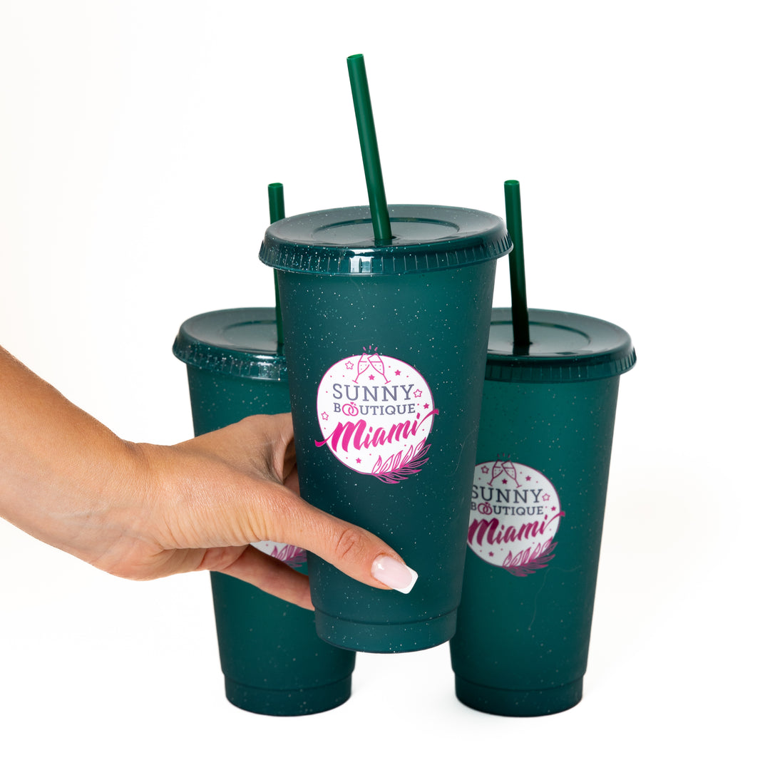 Custom Logo Plastic Tumblers with Straw