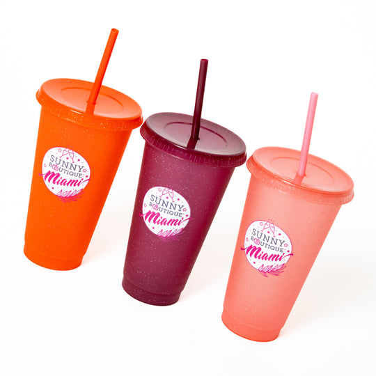Custom Logo Plastic Tumblers with Straw
