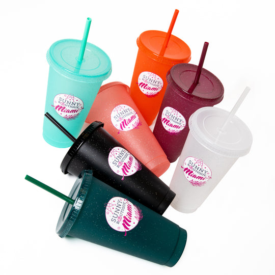 Custom Logo Plastic Tumblers with Straw