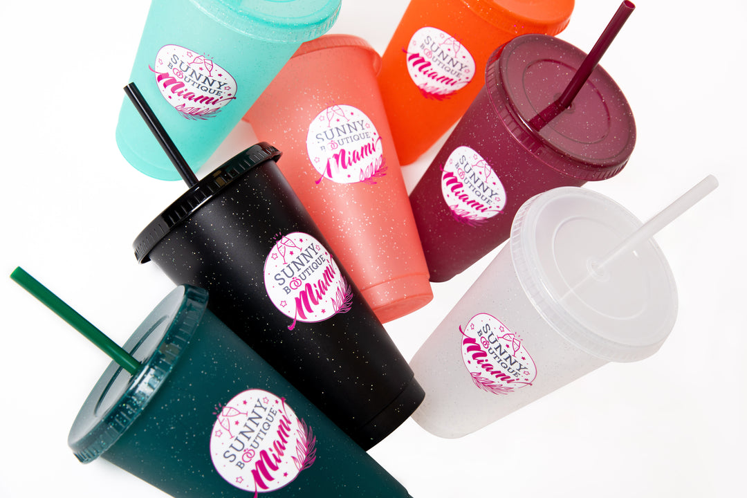 Custom Logo Plastic Tumblers with Straw