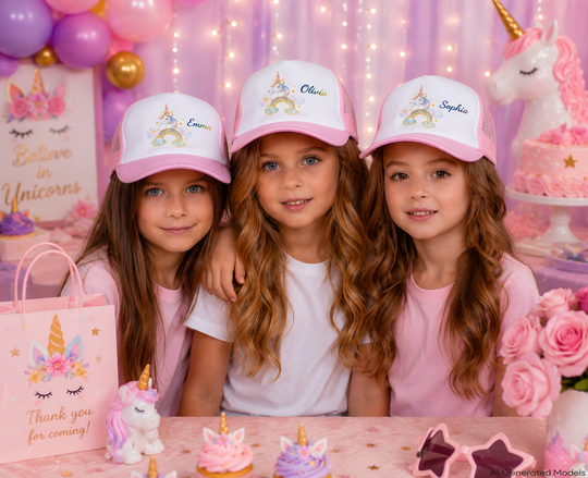 Kids Unicorn Rainbow Custom Trucker Caps