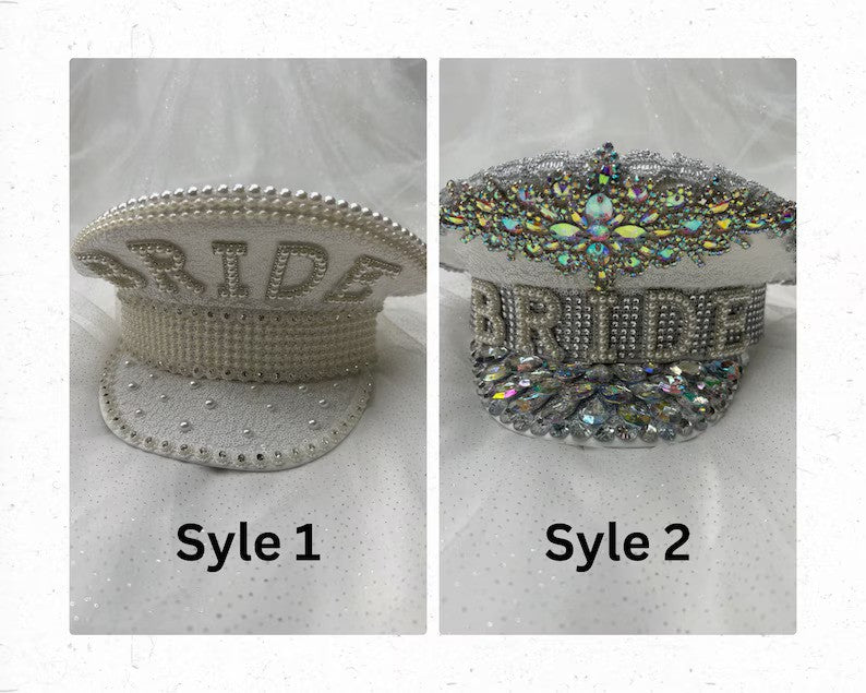 Bride Rhinestone Captain Cap