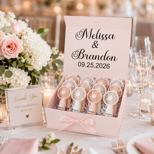 Set of Personalized Mini Handheld Fan Wedding Favors