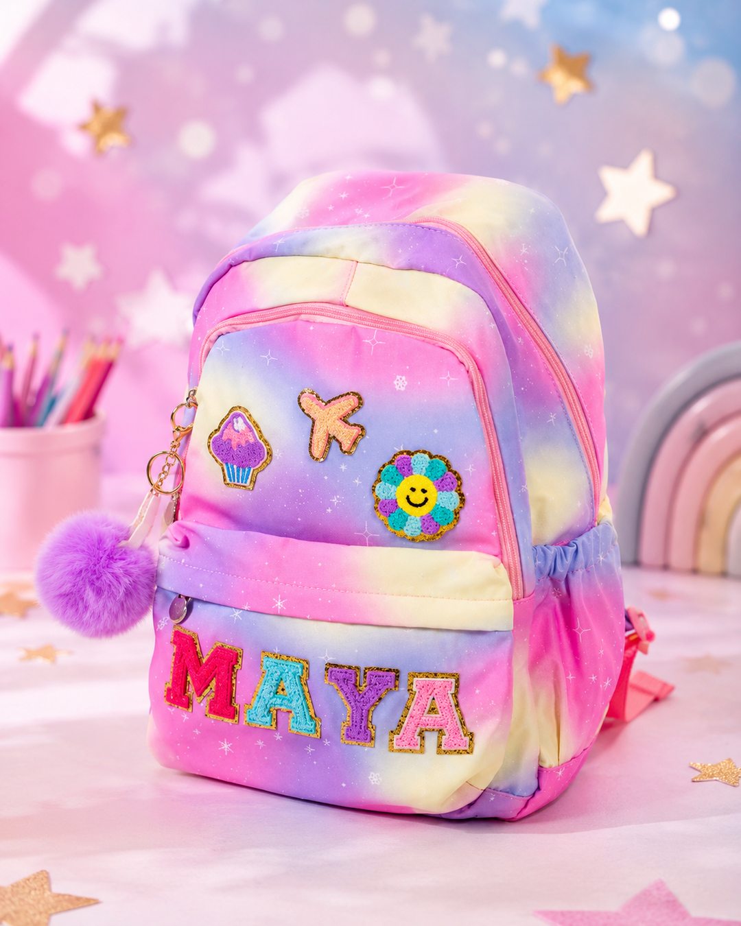 Personalized Rainbow School Backpack